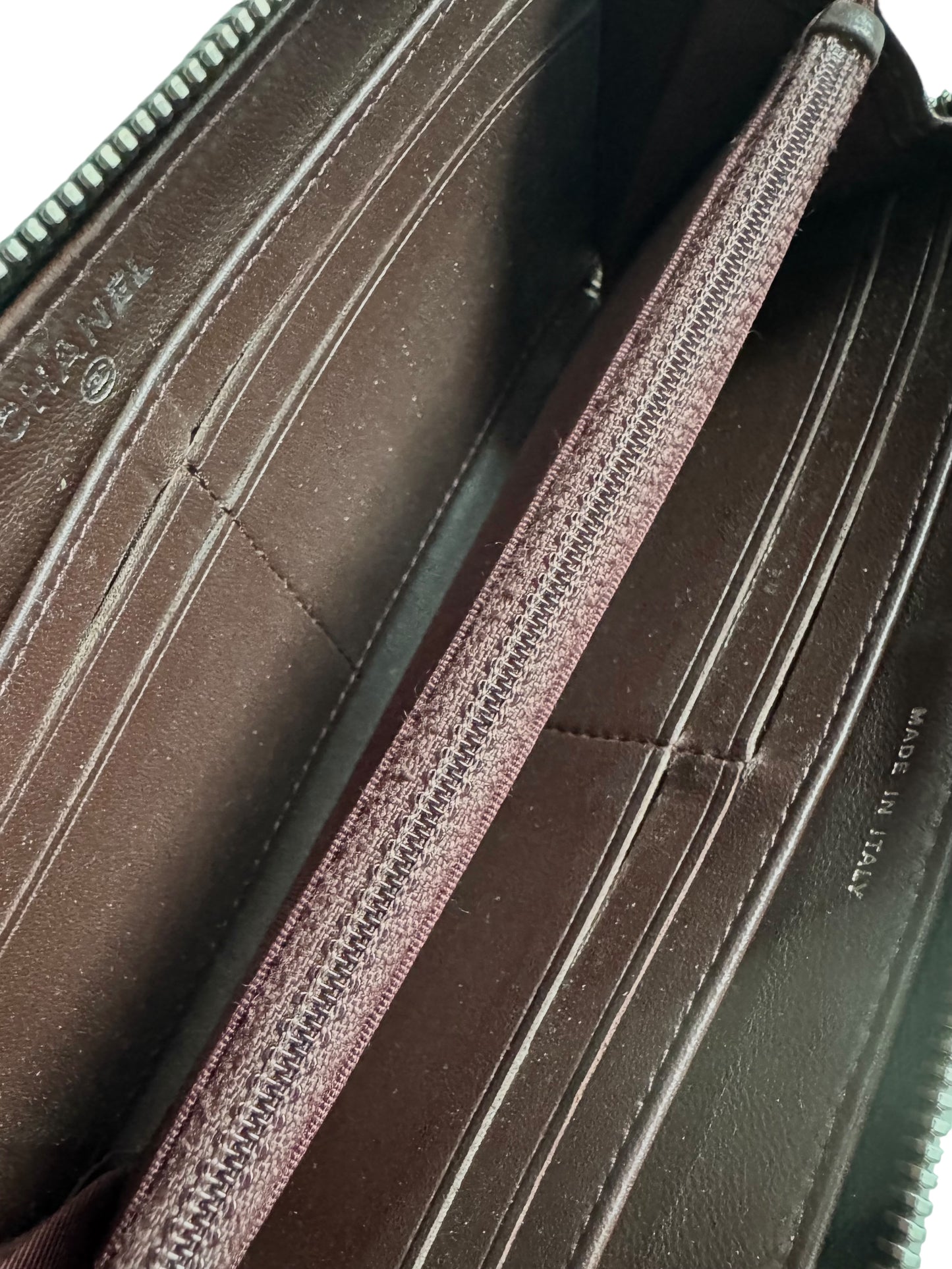 CHANEL Lambskin Quilted Large Gusset Zip Around Wallet