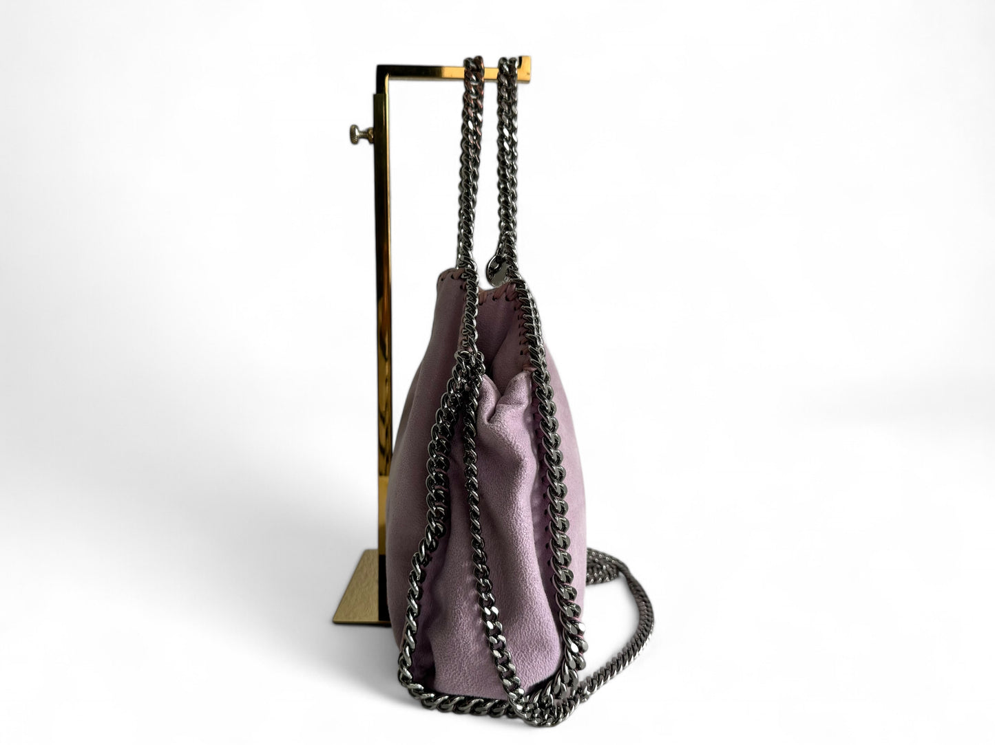 STELLA MCCARTNEY Shaggy Deer Mini Falabella Fold Over Tote Purple