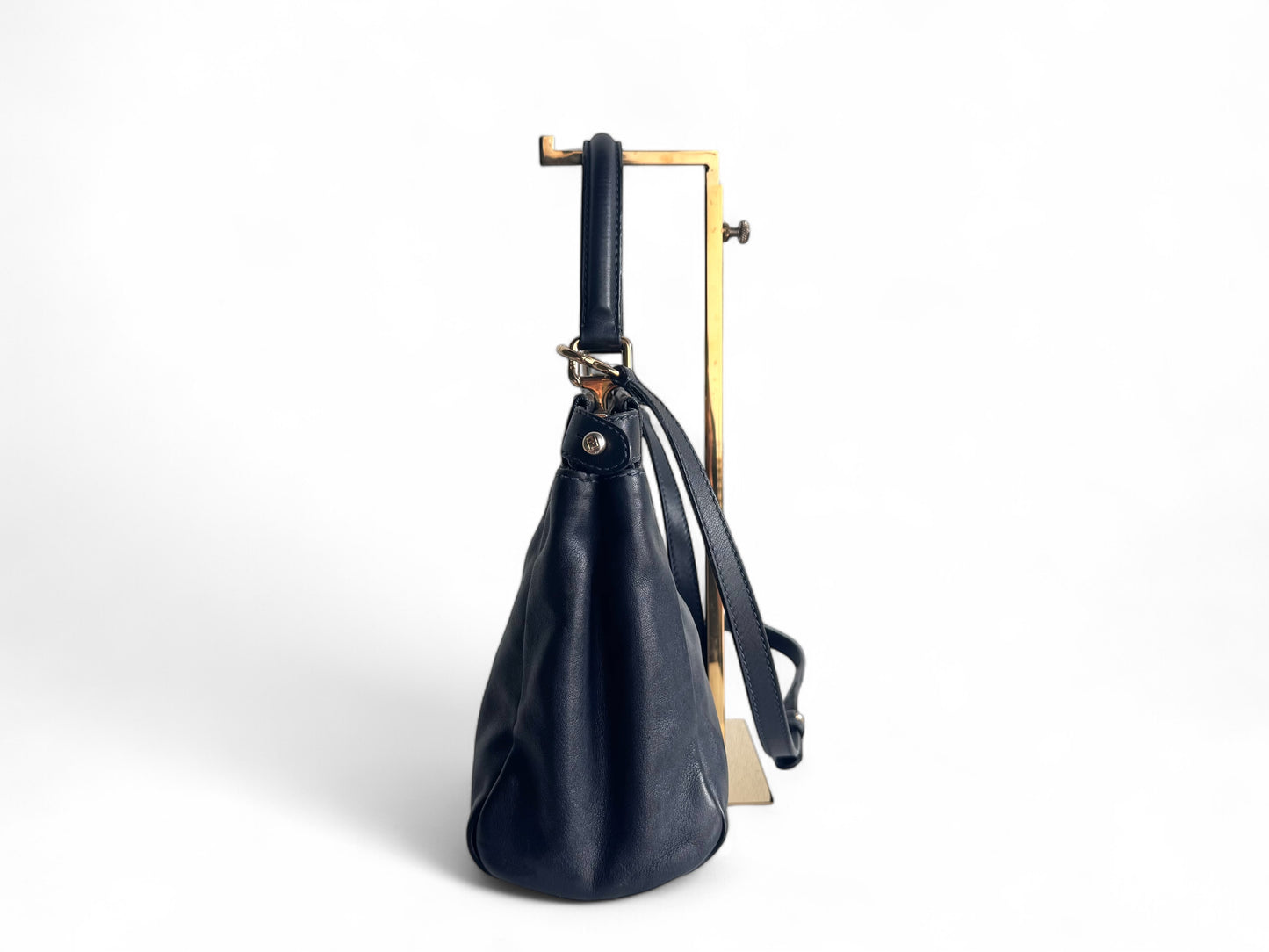 FENDI Calfskin Denim Zucca Peekaboo Iconic Satchel