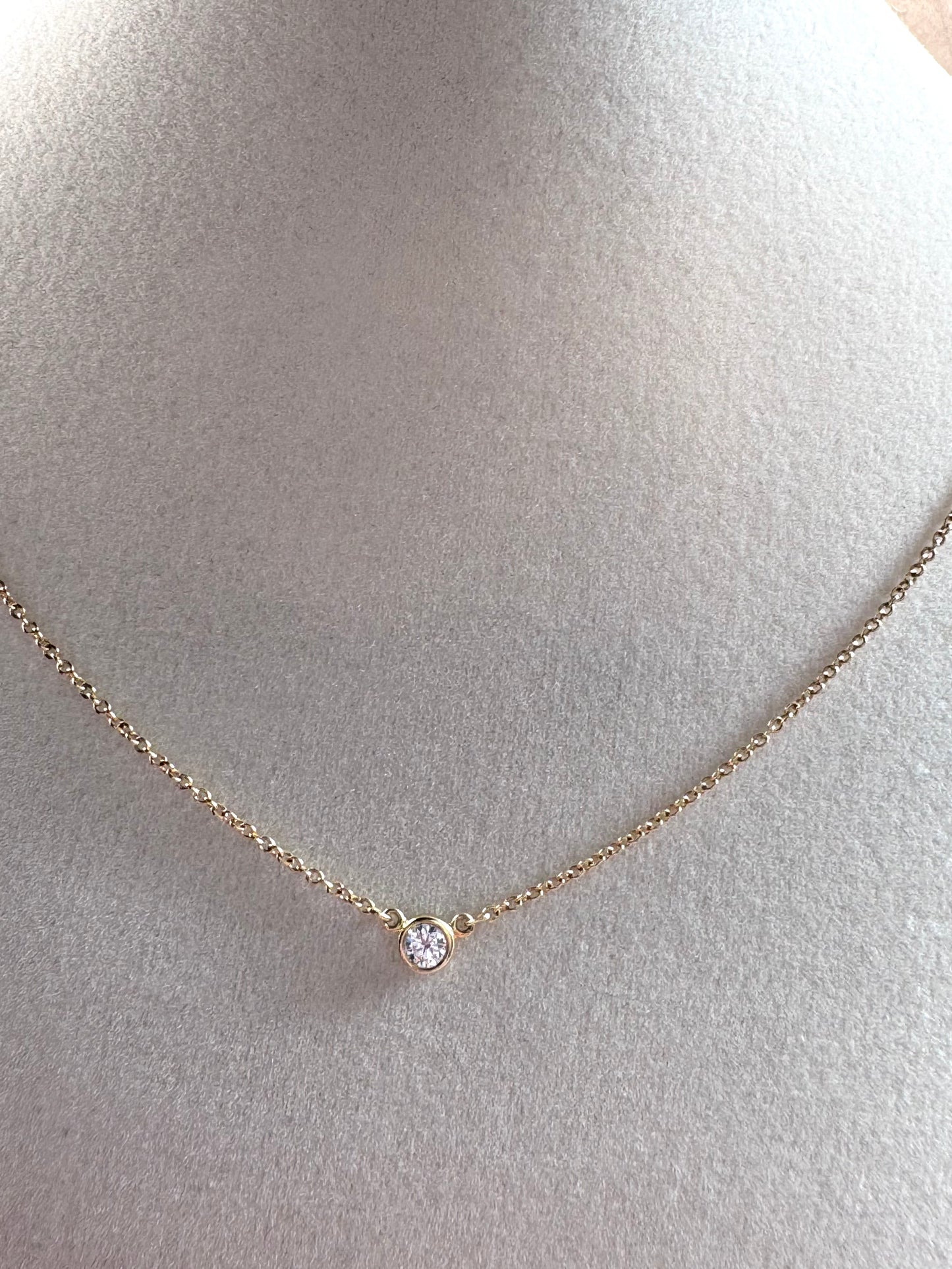 TIFFANY & CO. 18K Yellow Gold Diamond Elsa Peretti Diamonds by the Yard Pendant Necklace