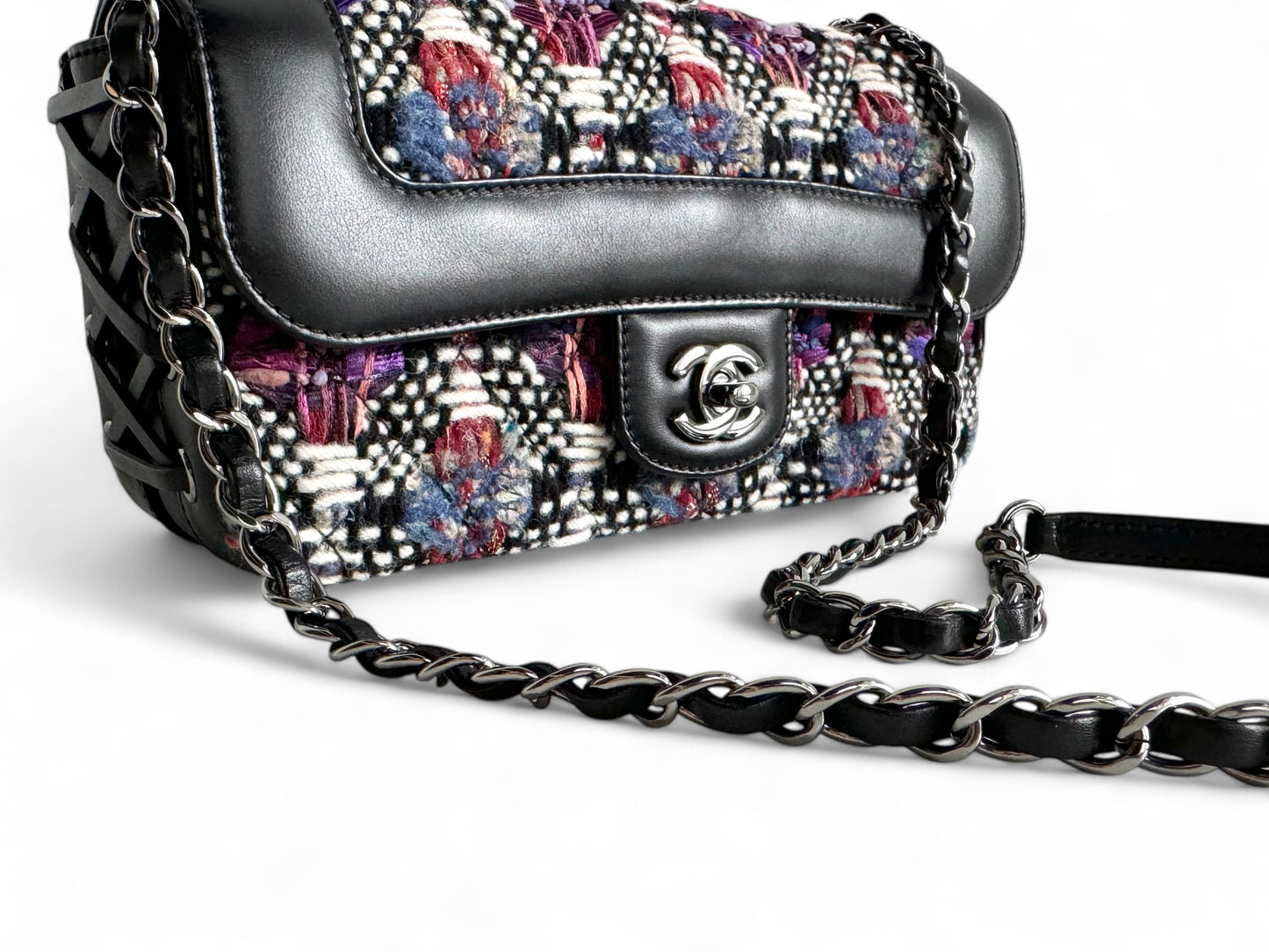 CHANEL Tweed Quilted Calfskin Coco Corset Flap