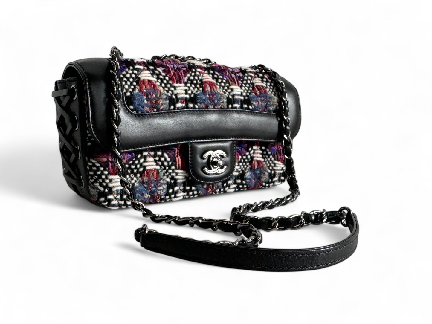 CHANEL Tweed Quilted Calfskin Coco Corset Flap