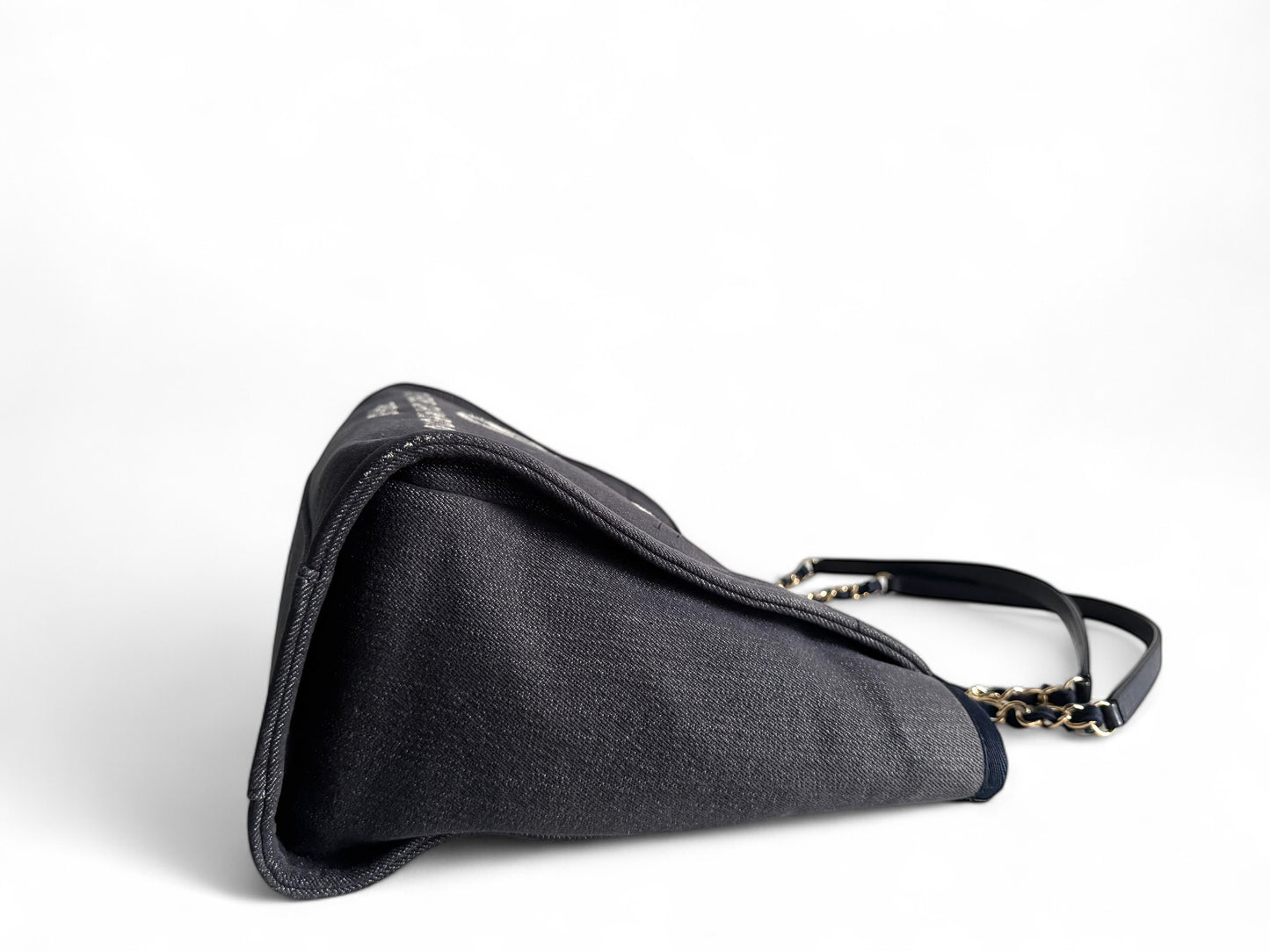 CHANEL Canvas Deauville Small Tote Denim
