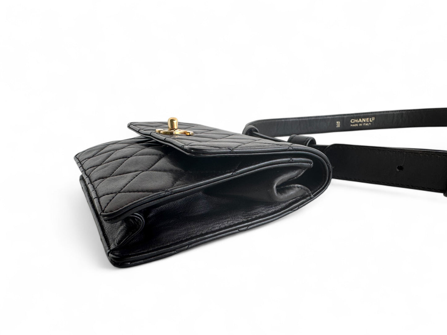 CHANEL Lambskin Quilted Flap Waist Belt Bag