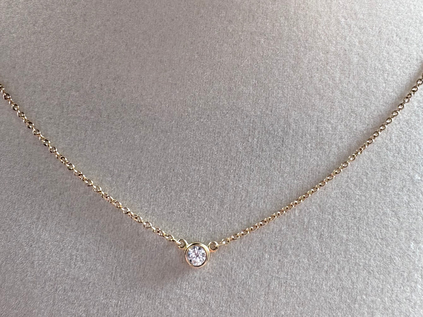 TIFFANY & CO. 18K Yellow Gold Diamond Elsa Peretti Diamonds by the Yard Pendant Necklace