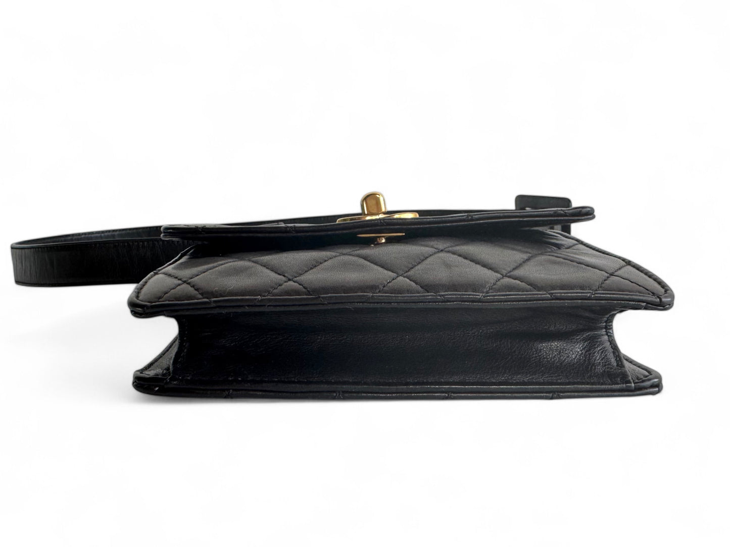 CHANEL Lambskin Quilted Flap Waist Belt Bag