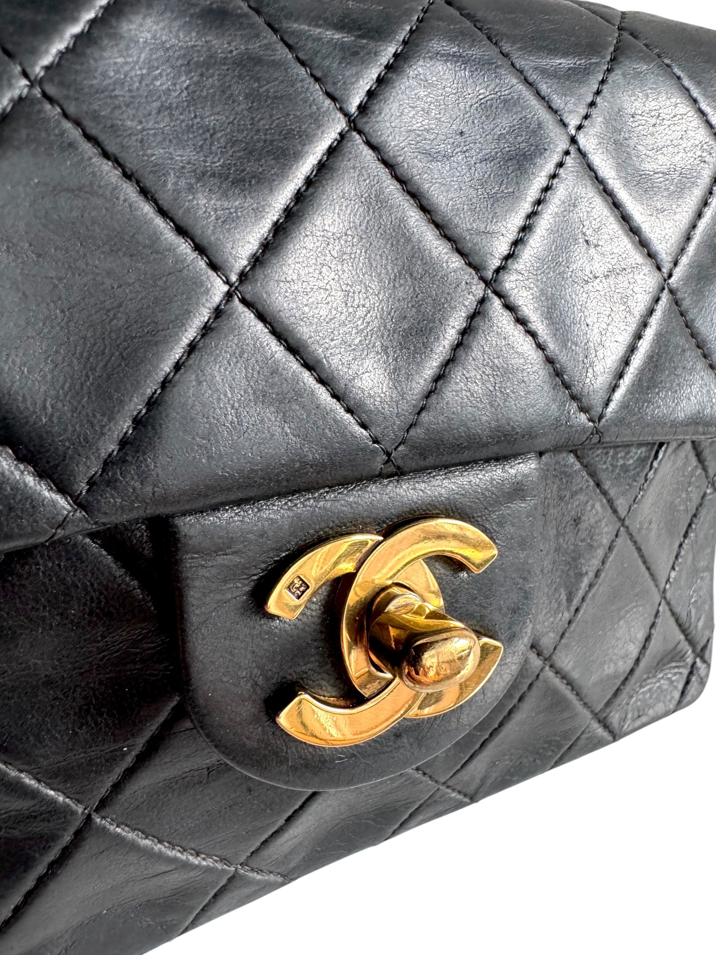 CHANEL Lambskin Mini Square Classic Single Flap Bag
