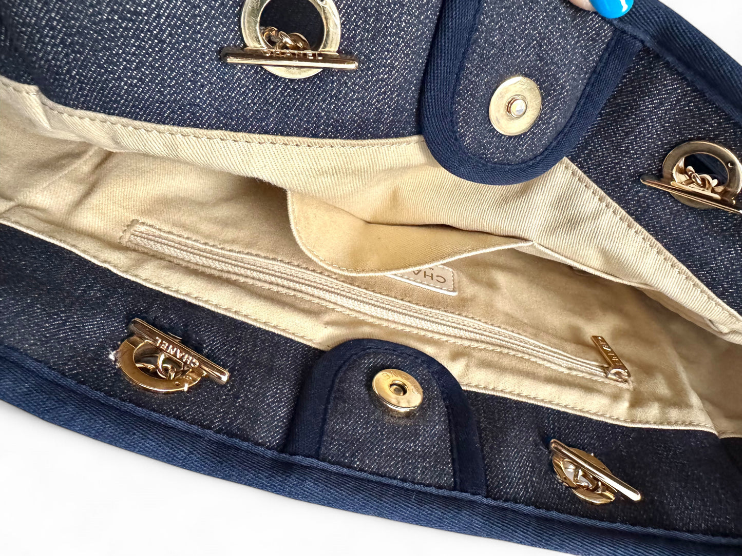 CHANEL Canvas Deauville Small Tote Denim