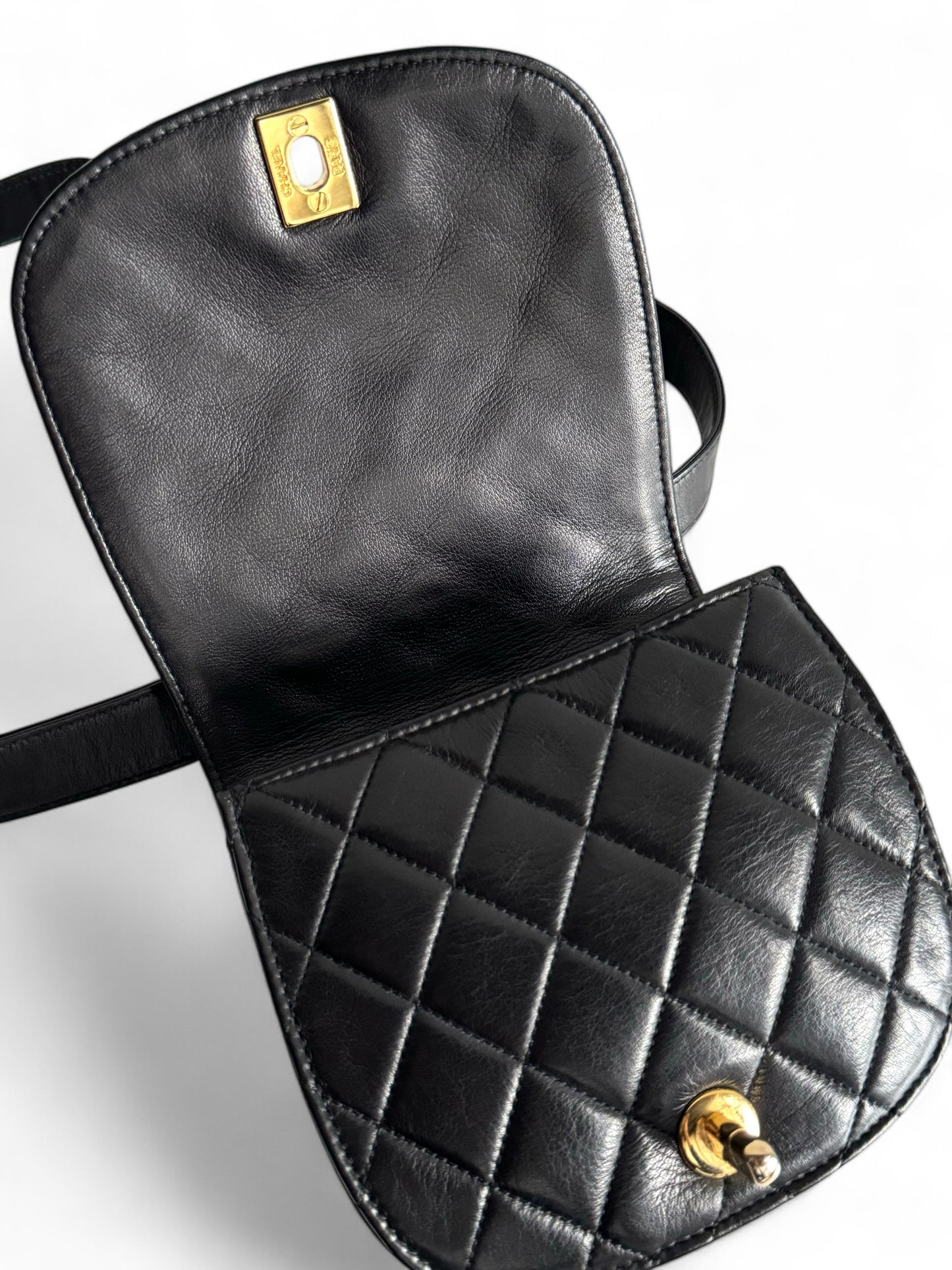 CHANEL Lambskin Quilted Flap Waist Belt Bag
