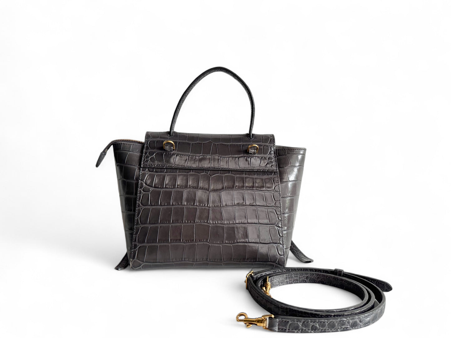 CELINE Calfskin Crocodile Embossed Nano Belt Bag