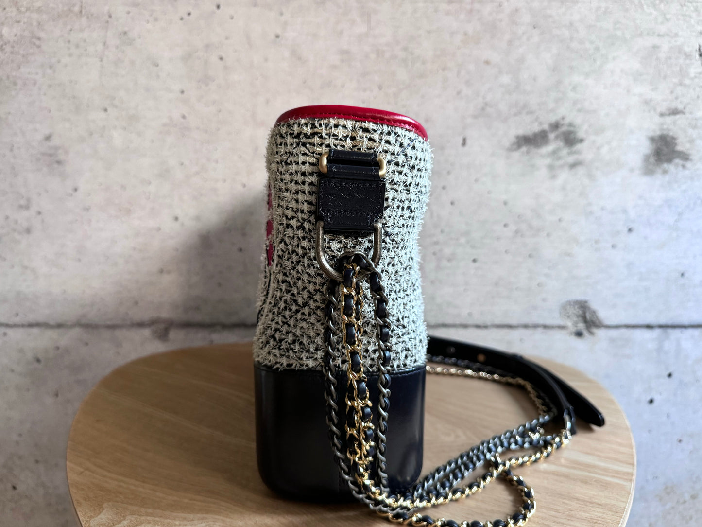 CHANEL Tweed Calfskin Quilted Medium Gabrielle Hobo
