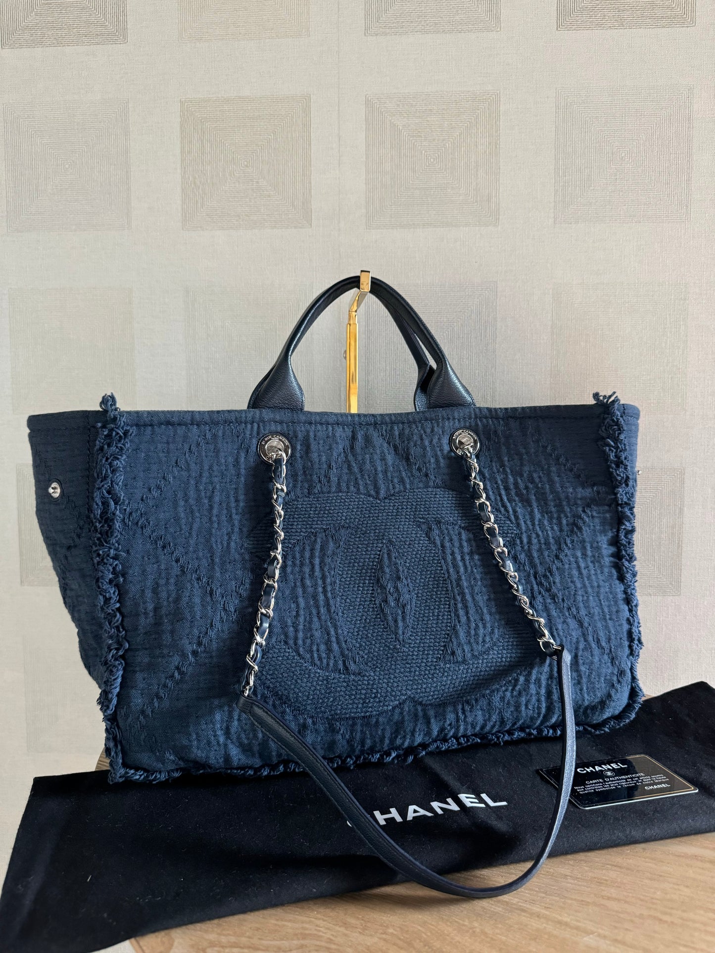 CHANEL Canvas Large Double Face Shopping Tote