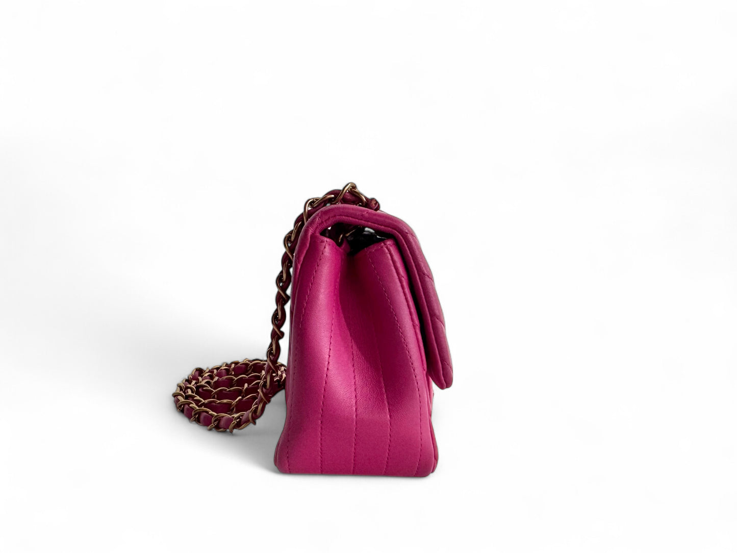 CHANEL Lambskin Chevron Quilted Mini Square Flap