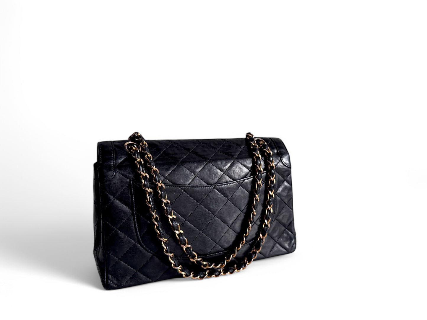 CHANEL Lambskin Quilted Medium Double Flap Bag Black