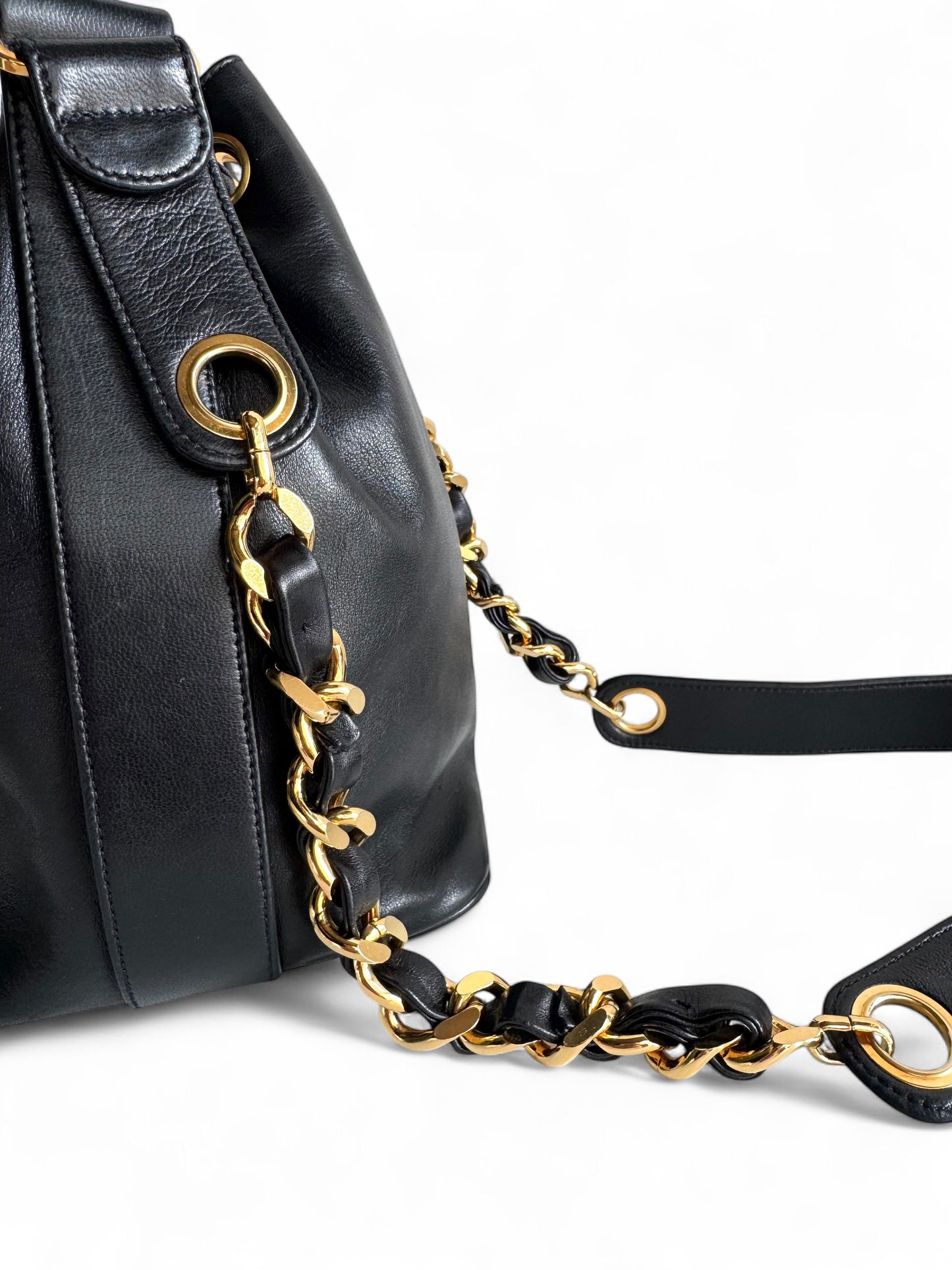 CHANEL Lambskin CC Drawstring Bag