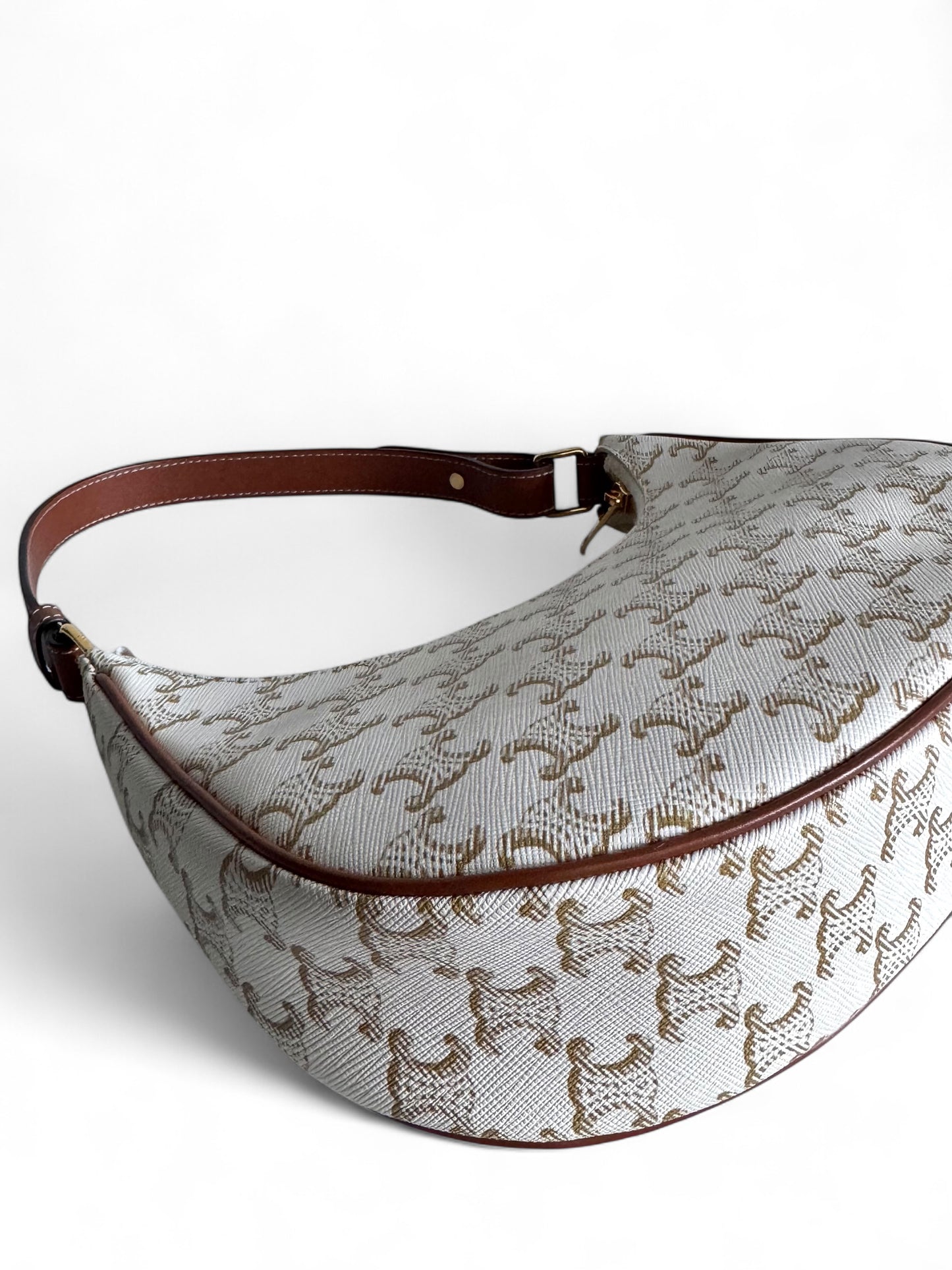 CELINE Canvas Calfskin Ava Triomphe Shoulder Bag