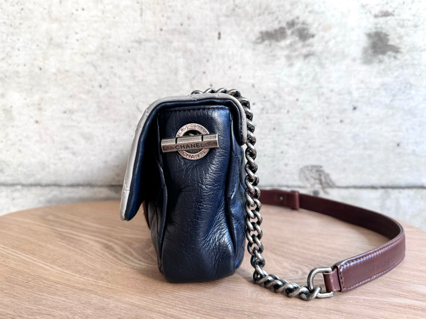 CHANEL
Iridescent Calfskin Tri-Color Country Chic Flap
