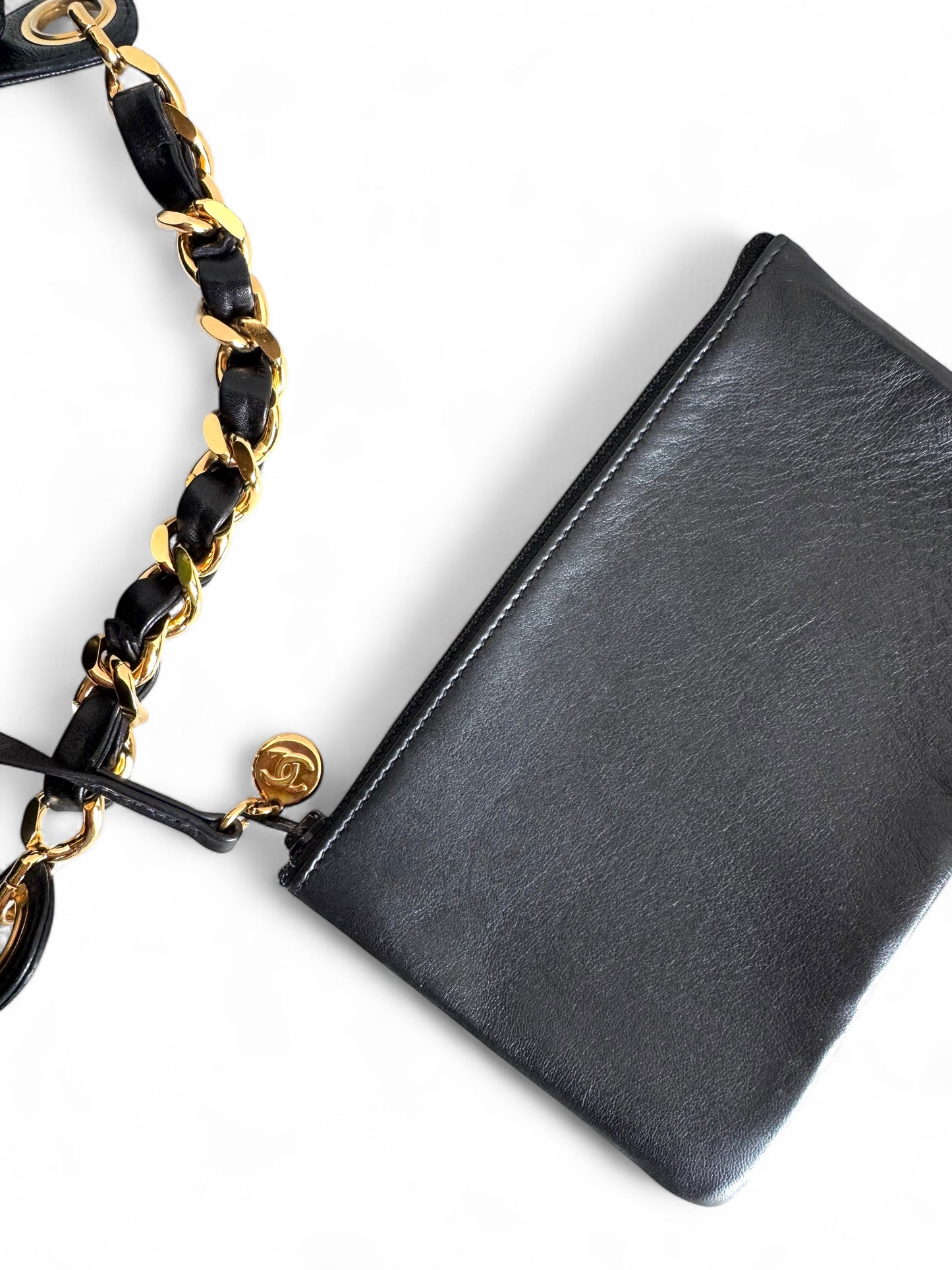 CHANEL Lambskin CC Drawstring Bag