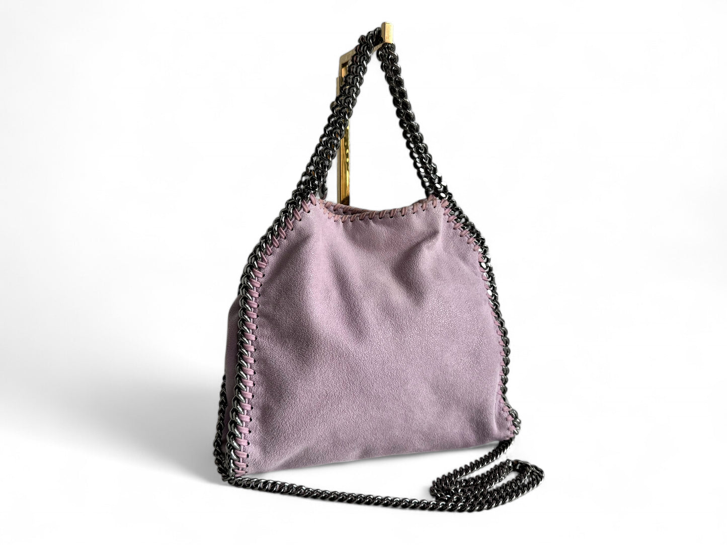 STELLA MCCARTNEY Shaggy Deer Mini Falabella Fold Over Tote Purple