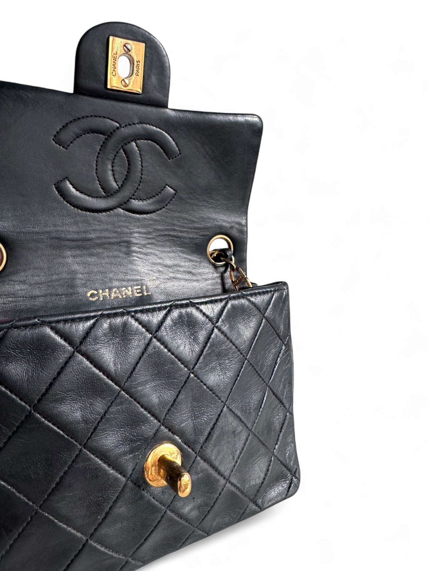 CHANEL Lambskin Mini Square Classic Single Flap Bag