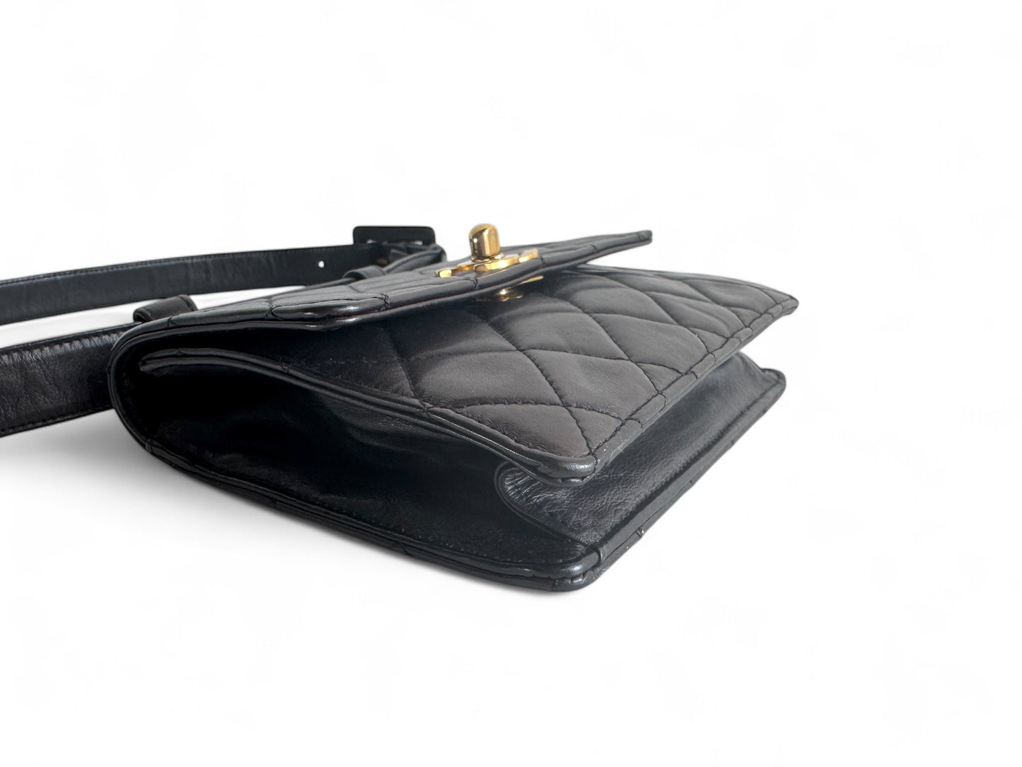 CHANEL Lambskin Quilted Flap Waist Belt Bag