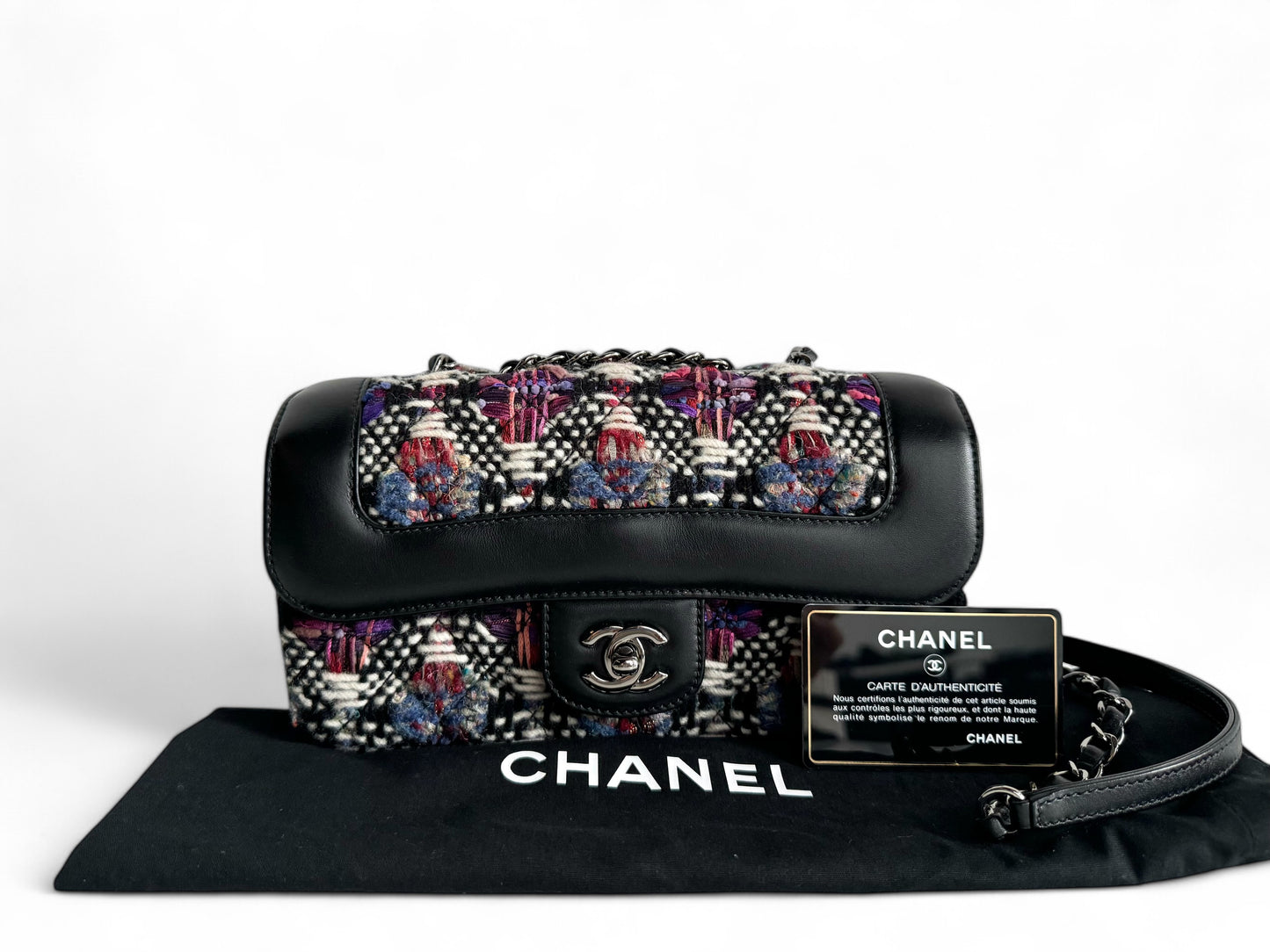 CHANEL Tweed Quilted Calfskin Coco Corset Flap