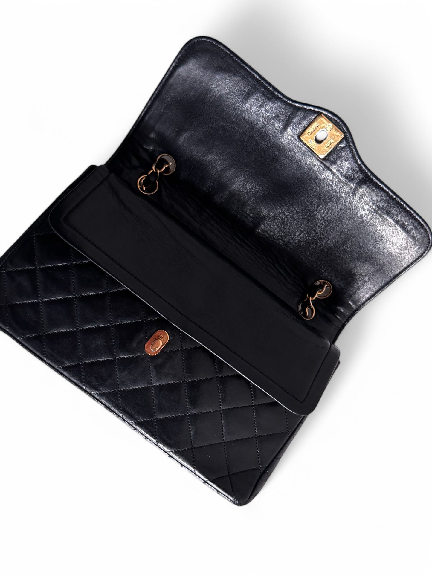 CHANEL Lambskin Quilted Medium Double Flap Bag Black