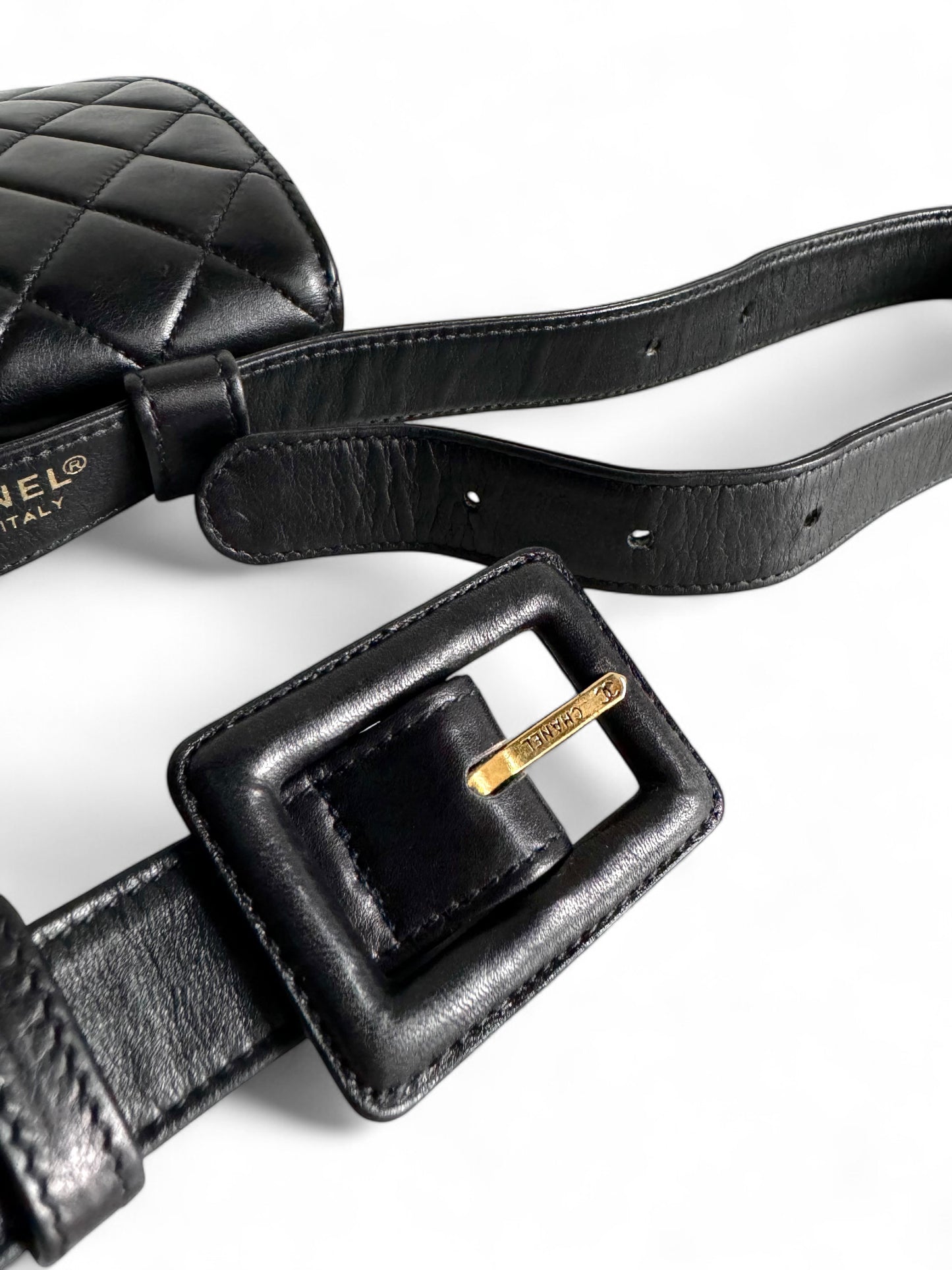 CHANEL Lambskin Quilted Flap Waist Belt Bag