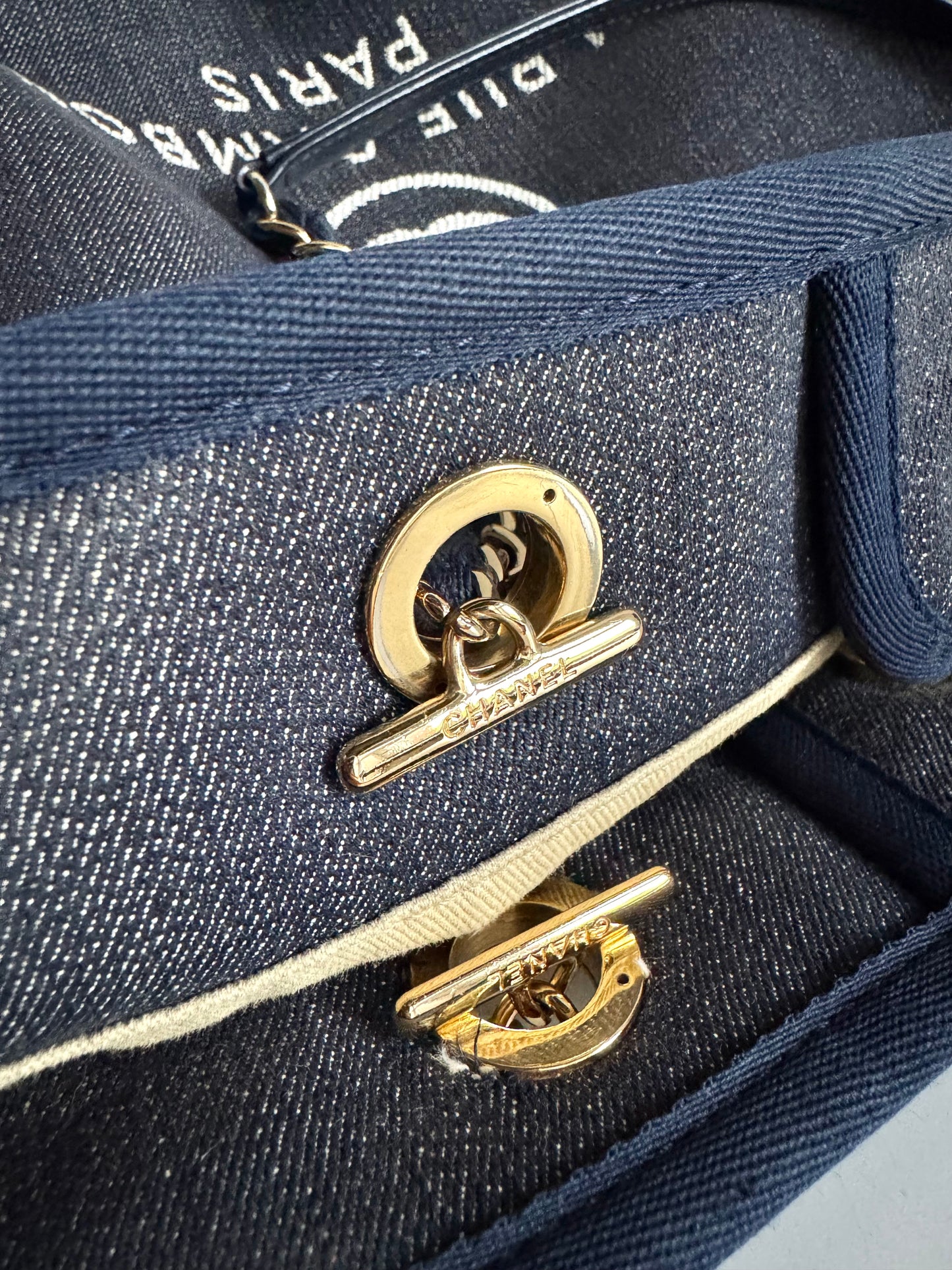 CHANEL Canvas Deauville Small Tote Denim