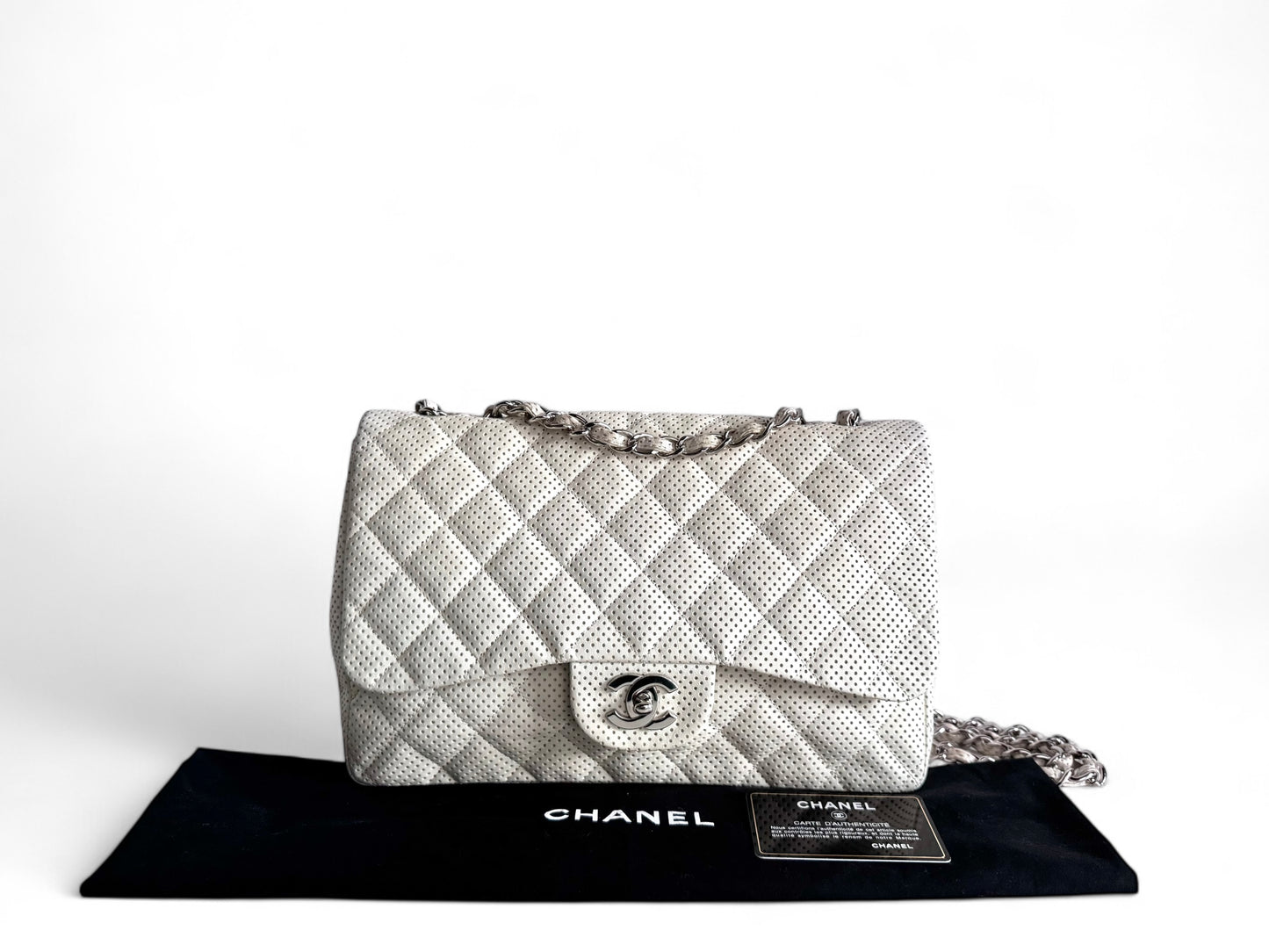 CHANEL Lambskin Perforated Jumbo Single Flap