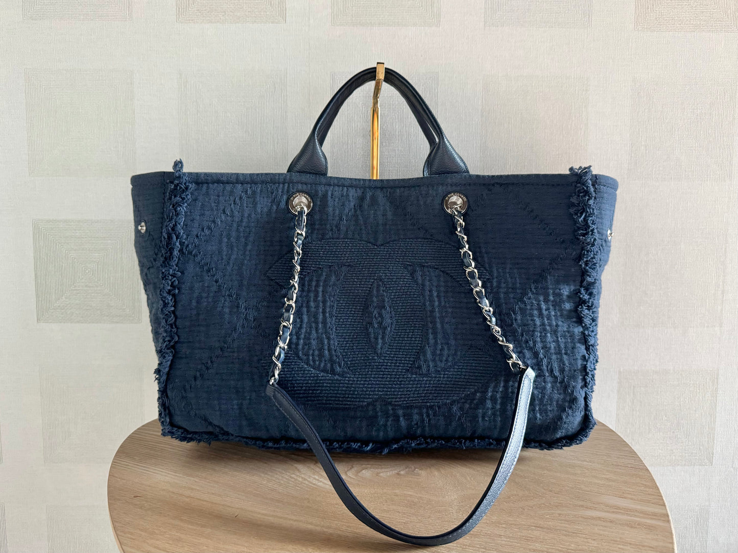 CHANEL Canvas Large Double Face Shopping Tote