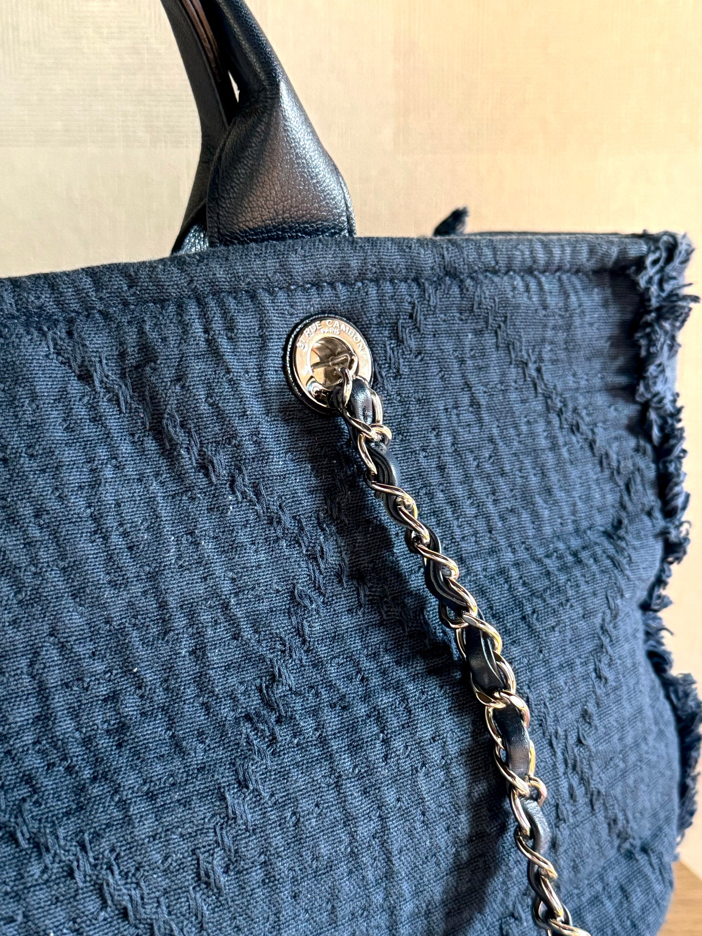CHANEL Canvas Large Double Face Shopping Tote
