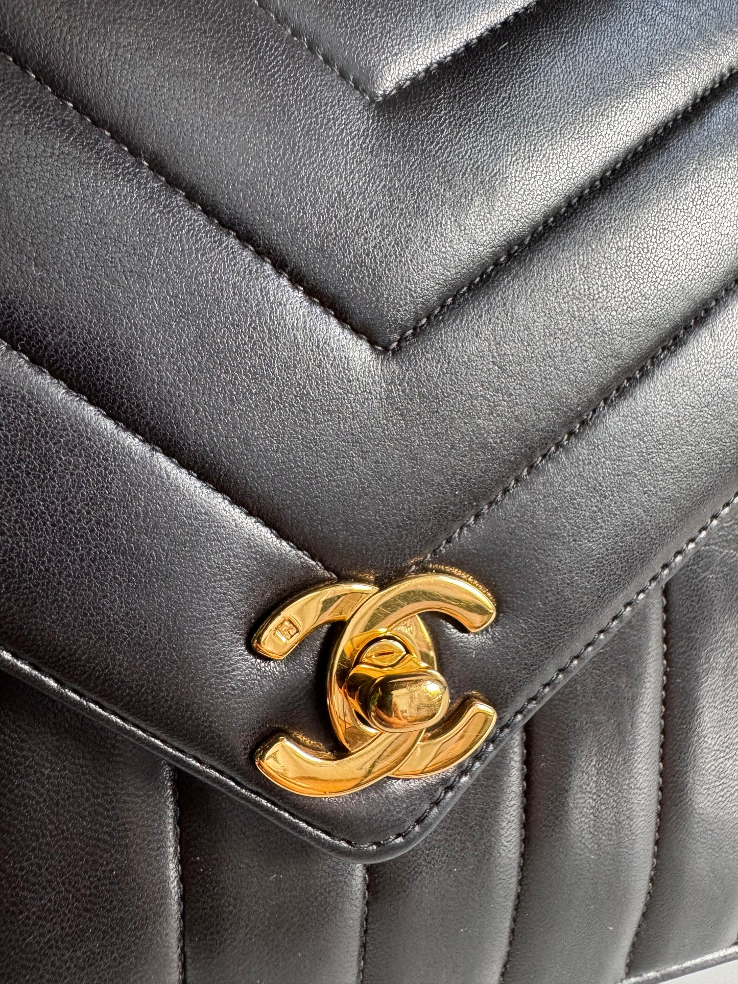 Chanel Lambskin Chevron Single Flap Bag
