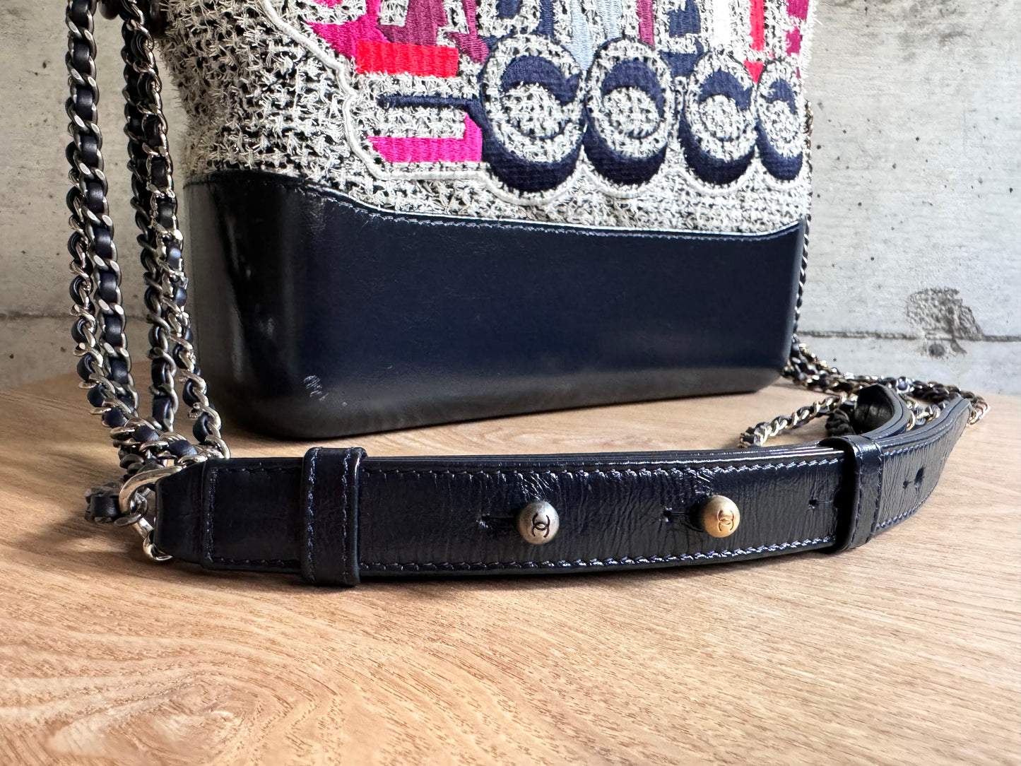 CHANEL Tweed Calfskin Quilted Medium Gabrielle Hobo