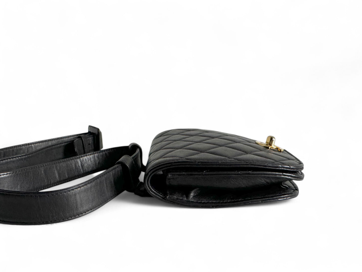 CHANEL Lambskin Quilted Flap Waist Belt Bag