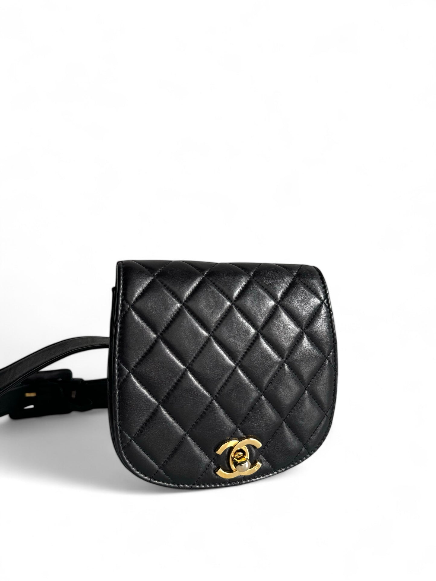 CHANEL Lambskin Quilted Flap Waist Belt Bag