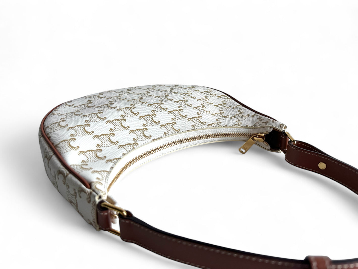 CELINE Canvas Calfskin Ava Triomphe Shoulder Bag