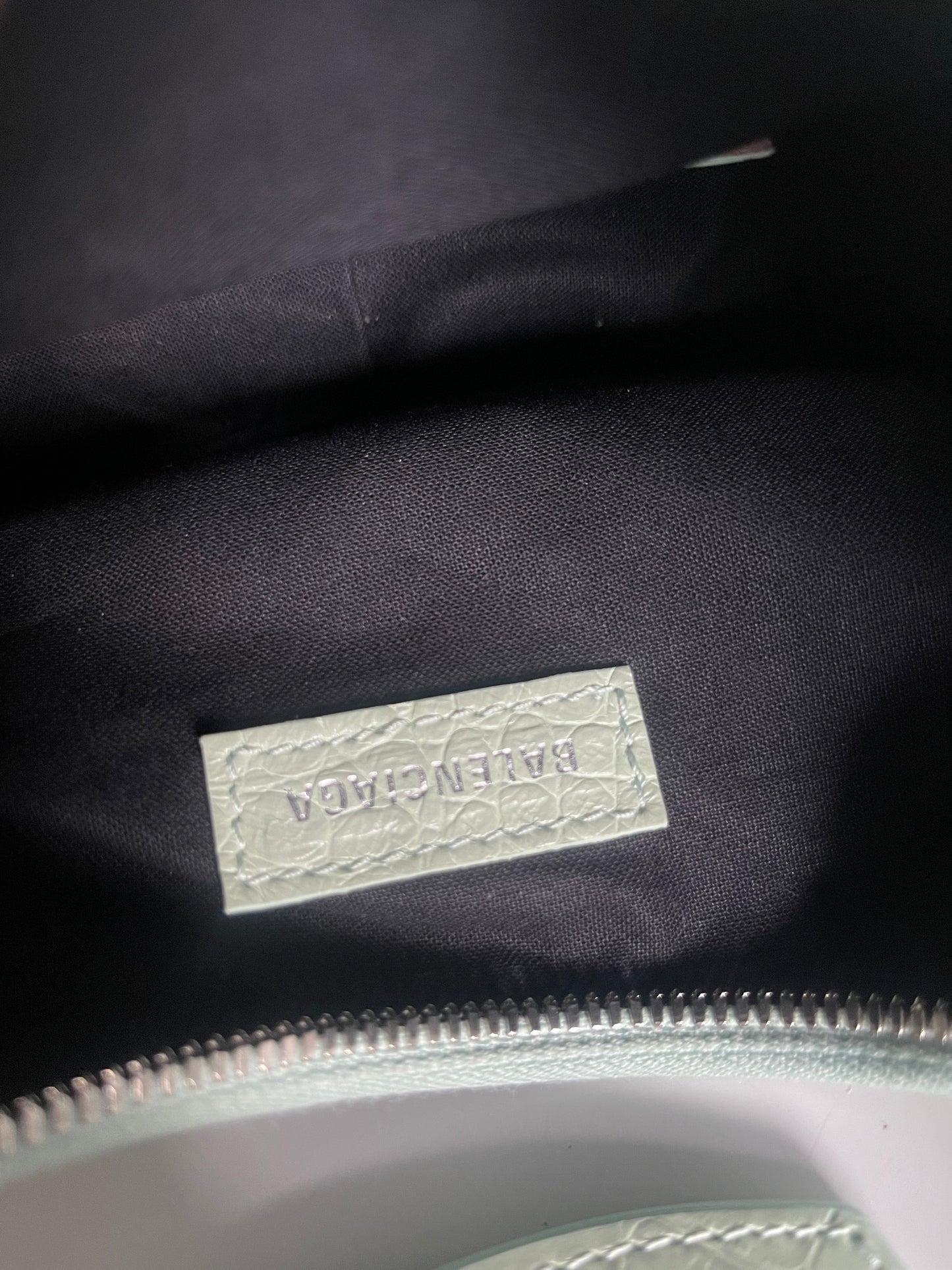 BALENCIAGA Extra Supple Calfskin Crocodile Embossed Le Cagole Shoulder Bag