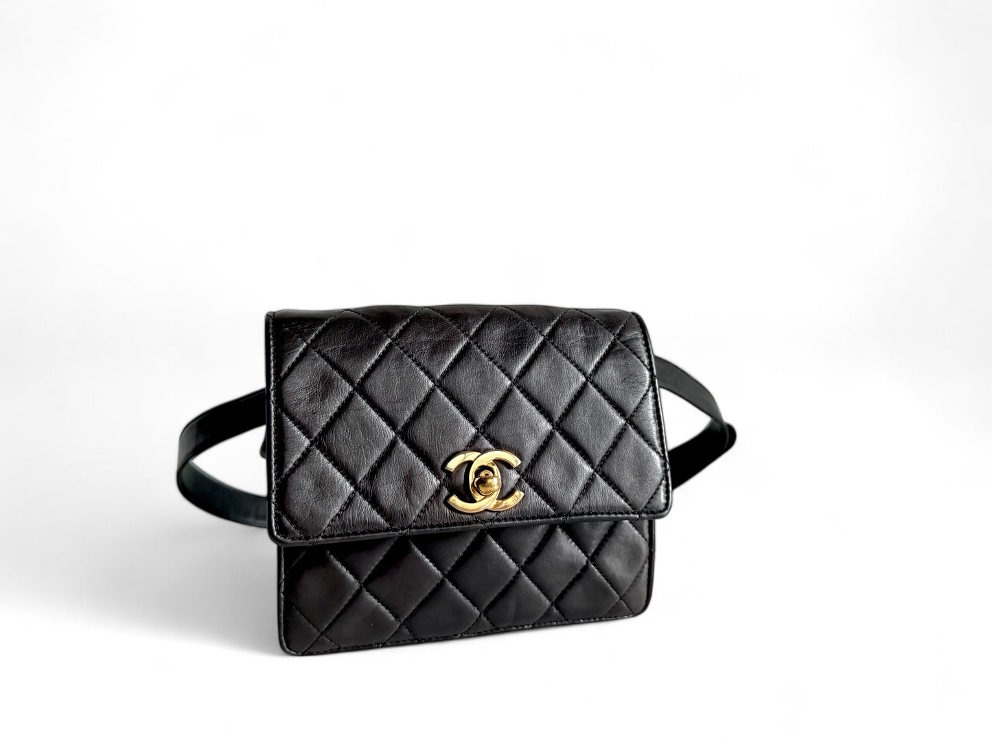 CHANEL Lambskin Quilted Flap Waist Belt Bag