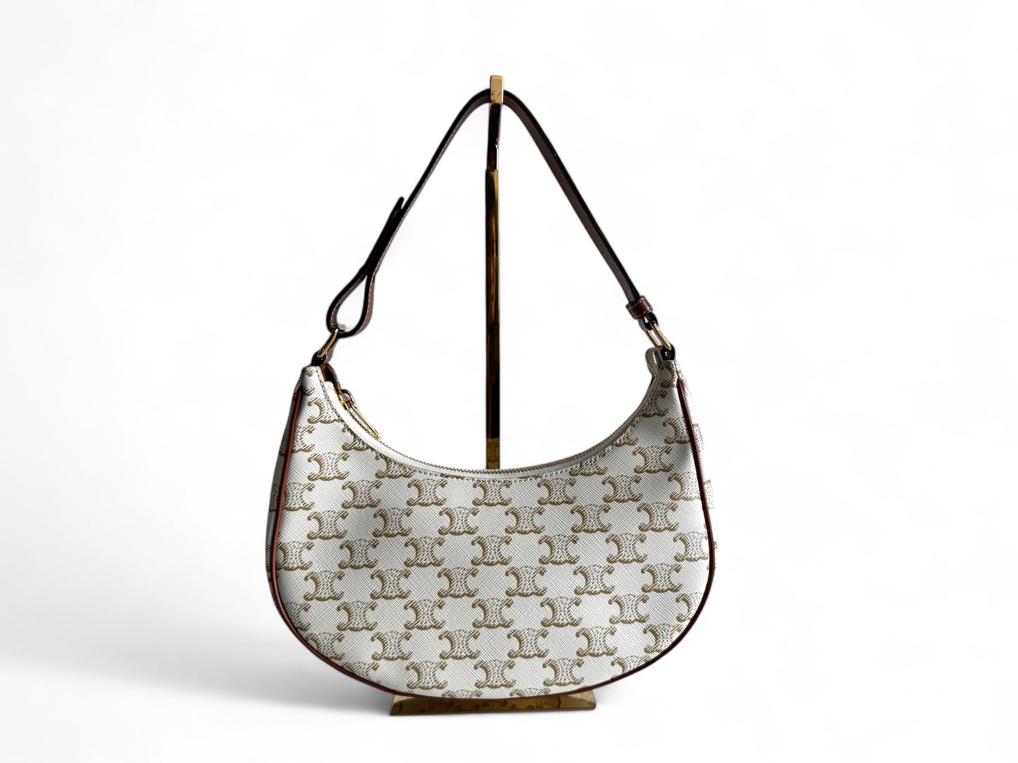 CELINE Canvas Calfskin Ava Triomphe Shoulder Bag