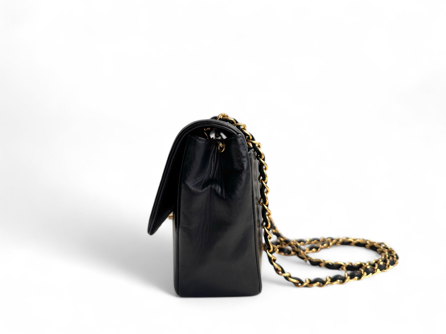 CHANEL Black Vertical Quilt Lambskin Leather Classic Medium Single Flap Bag