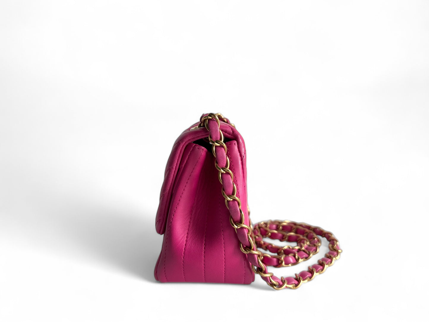 CHANEL Lambskin Chevron Quilted Mini Square Flap