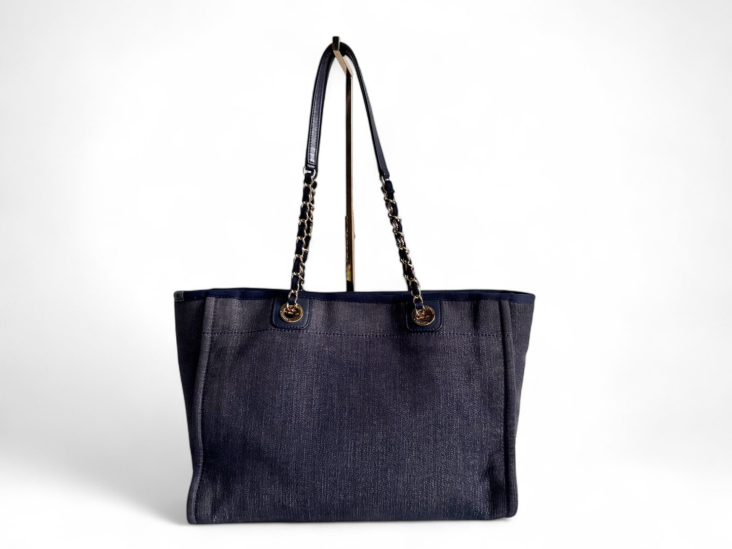 CHANEL Canvas Deauville Small Tote Denim