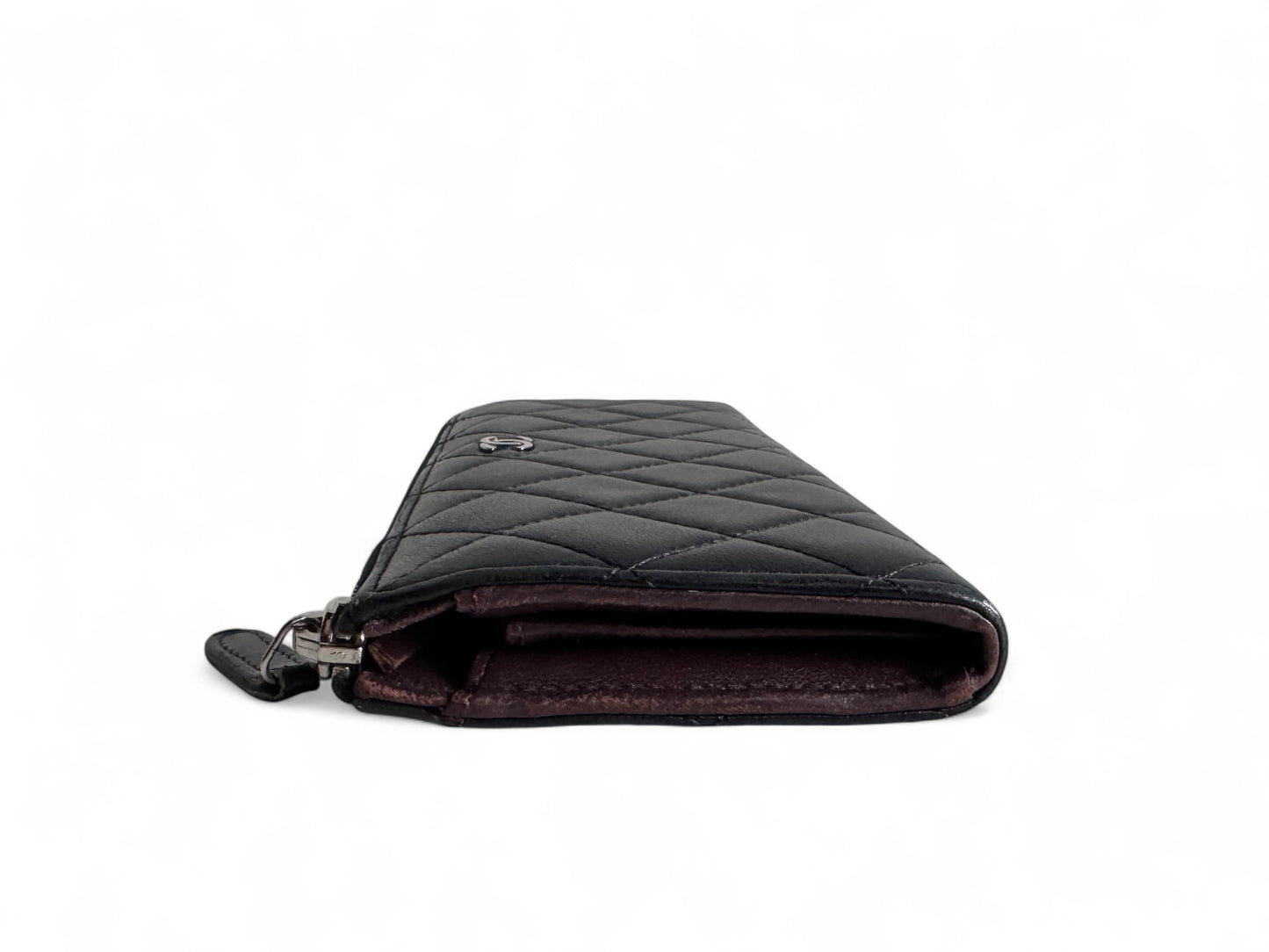 CHANEL Lambskin Quilted Large Gusset Zip Around Wallet