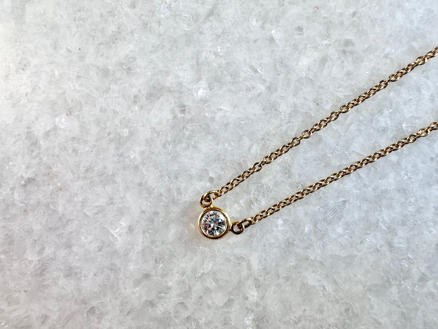 TIFFANY & CO. 18K Yellow Gold Diamond Elsa Peretti Diamonds by the Yard Pendant Necklace