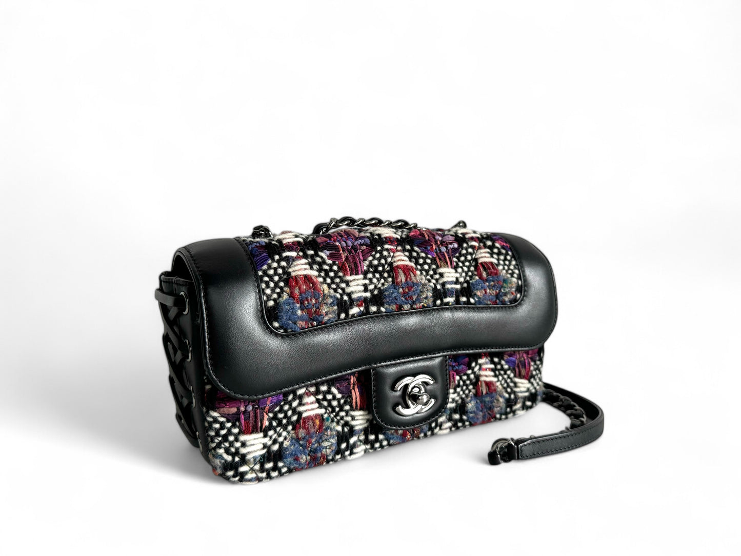 CHANEL Tweed Quilted Calfskin Coco Corset Flap