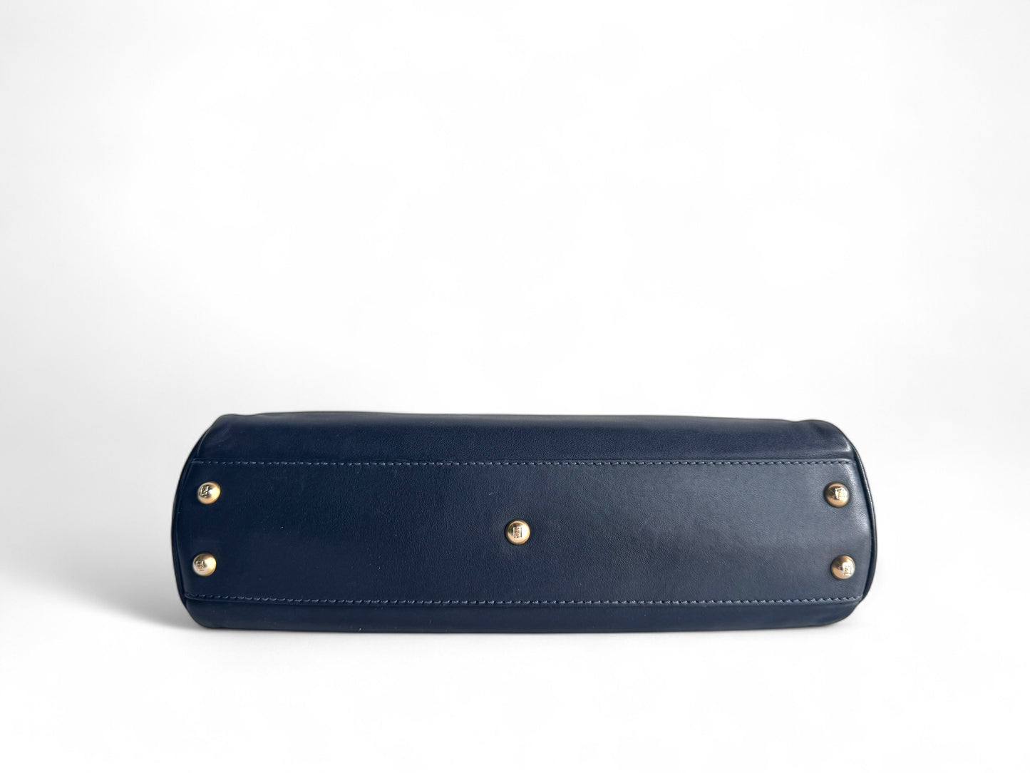 FENDI Calfskin Denim Zucca Peekaboo Iconic Satchel