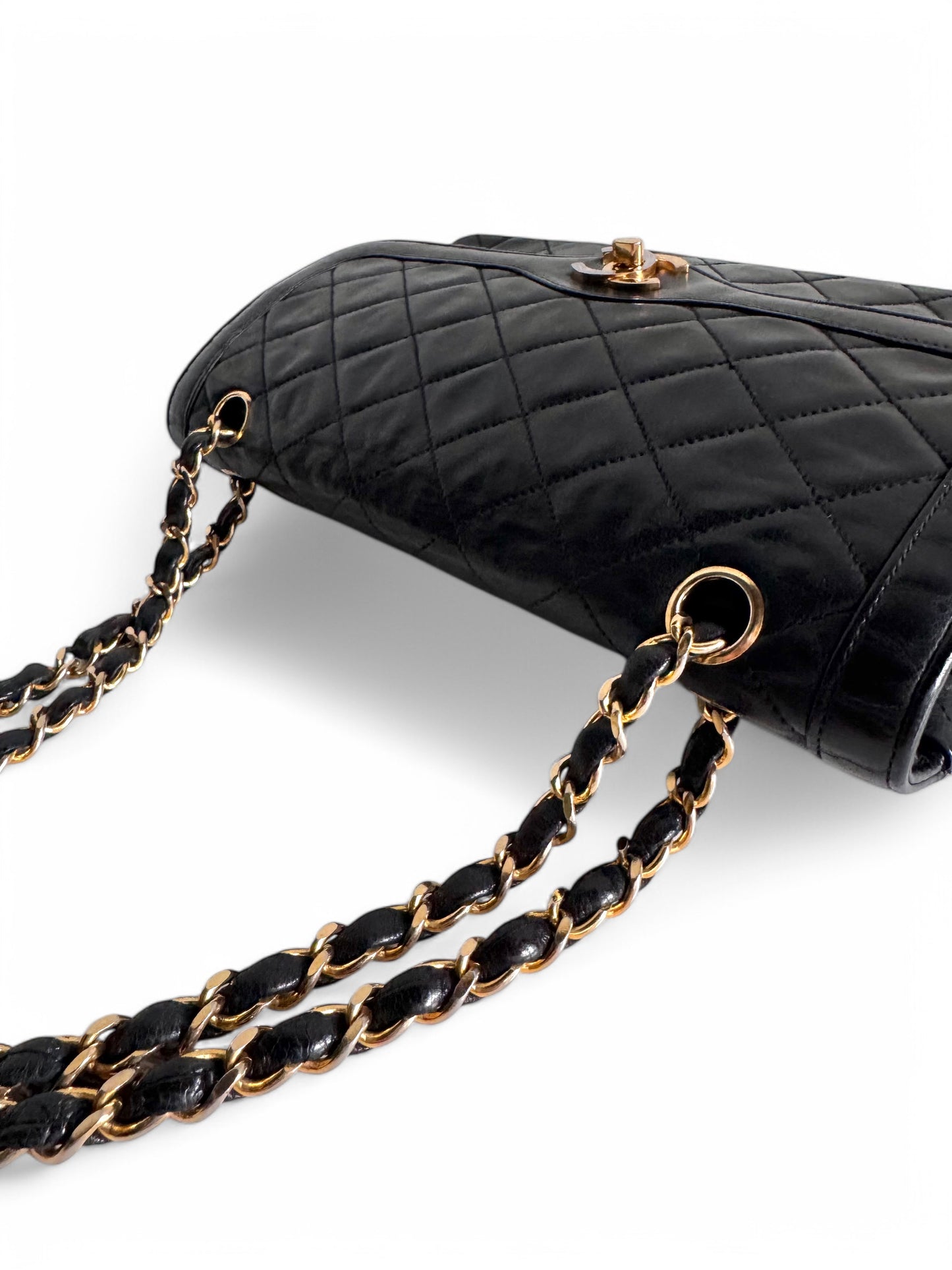 CHANEL Lambskin Quilted Medium Double Flap Bag Black