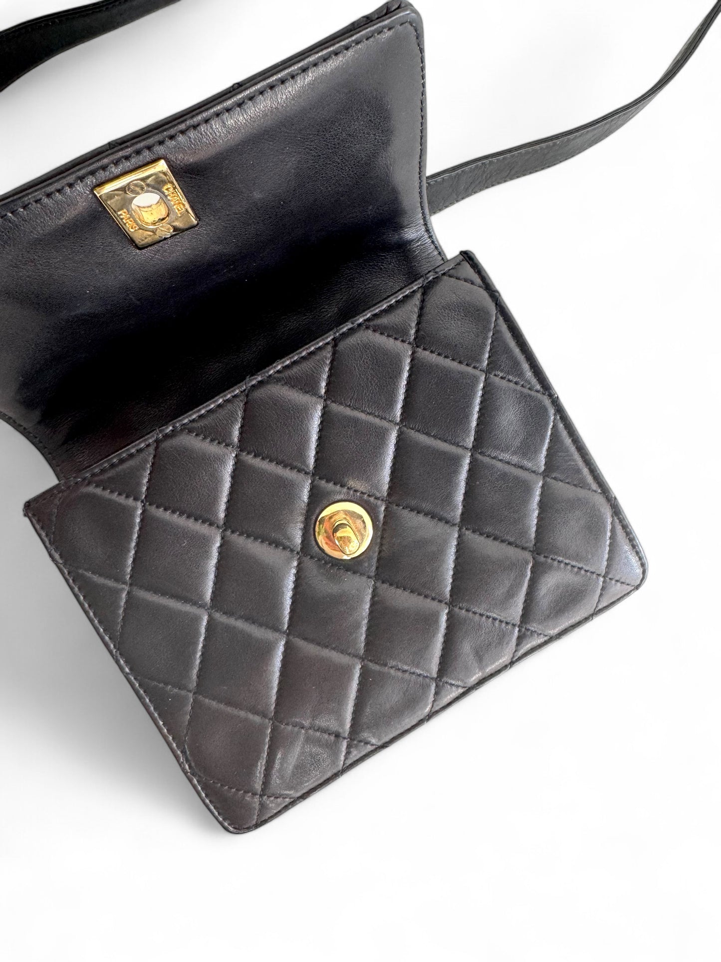 CHANEL Lambskin Quilted Flap Waist Belt Bag