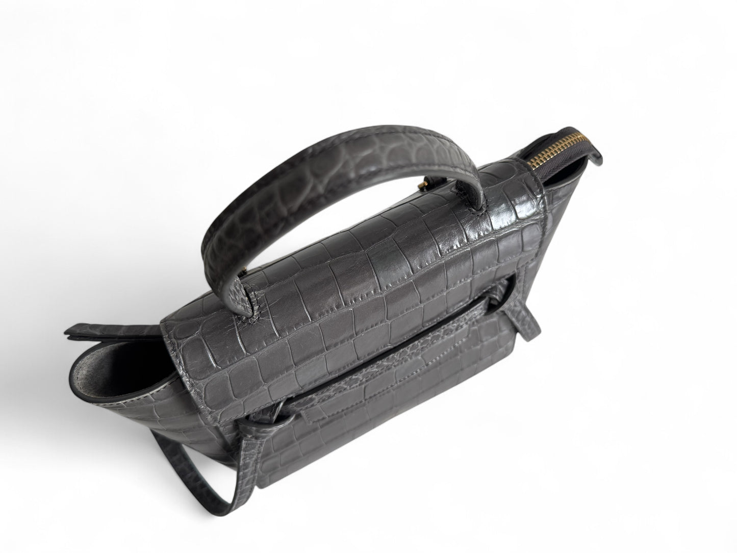 CELINE Calfskin Crocodile Embossed Nano Belt Bag